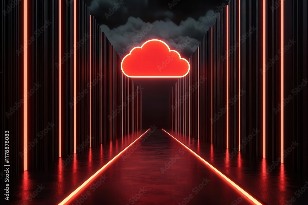 Poster cloud storage and data protection. secure cloud recovery tools, animated glowing pathways ensuring s