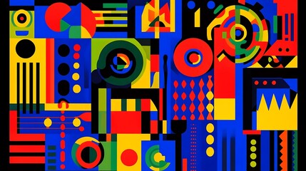 Abstract Geometric Composition in Vibrant Colors
