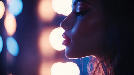 Elegant Profile with Colorful Bokeh Background