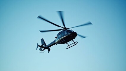 The sound of a helicopter overhead providing aerial support and surveillance for law enforcement, Professional stock photo, AI generated photograph