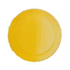 Yellow Circle with Brush Strokes on White Canvas