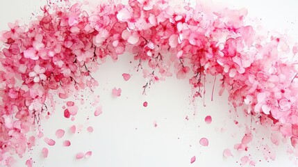 Fototapeta premium Watercolor Cherry blossom blooming flower,Sakura tree or forest side view,Cherry tree spring flower background,elements for environment and garden,botanical in spring season.