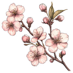 Delicate pink cherry blossoms on a branch
