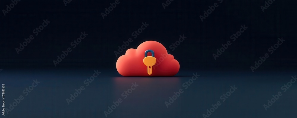 Aufkleber cloud storage and data protection. secure cloud authentication tools, holographic glowing keys and v