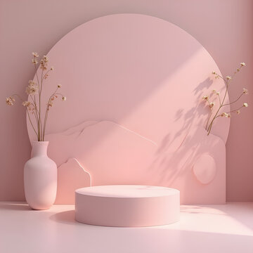 Podium 3D minimaliste : Arri&egrave;re-plan neutre pour la mise en avant de produits de beaut&eacute; ou cosm&eacute;tiques