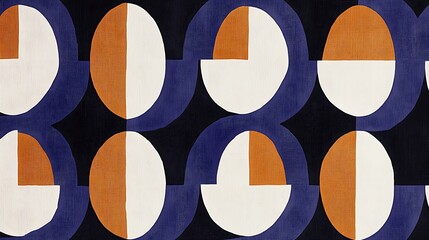 Abstract Geometric Pattern in Orange White and Blue