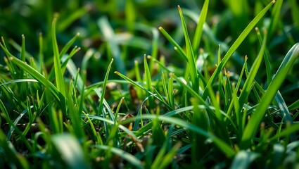 Obraz premium green grass with dew drops