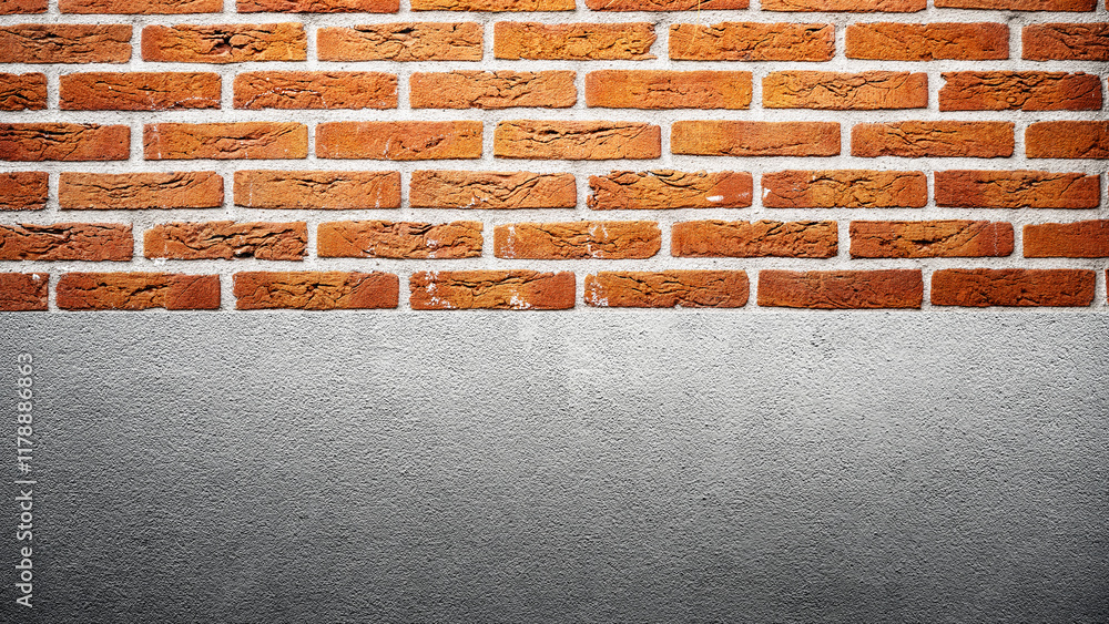 Poster closeup view of the red wall. abstract pattern of a brick and cement wall