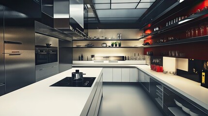 Modern Luxury Kitchen Design: Sleek Stainless Steel and Warm Lighting