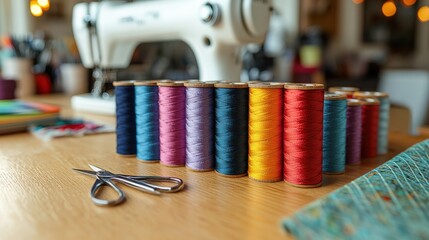 Vibrant Sewing Threads in Creative Atelier