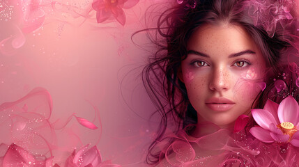 Fototapeta premium beautiful women with clean skin for cosmetic advertising, invitation to visit salons