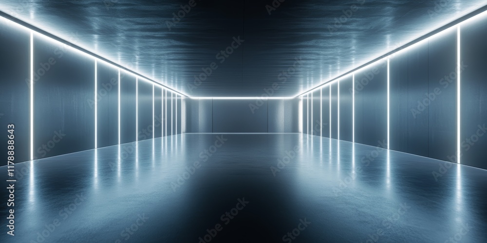 Poster sleek and illuminated data center with bright realistic lighting and modern design elements