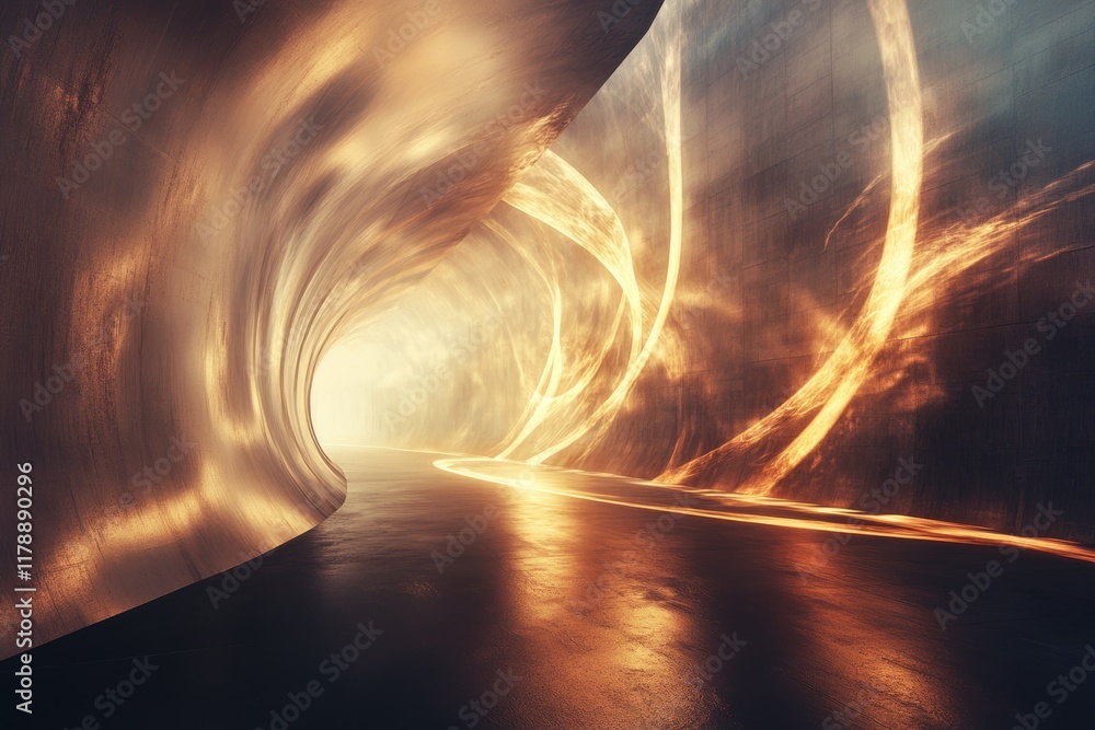 Aufkleber abstract conceptual light setting with flowing waves and warm glow
