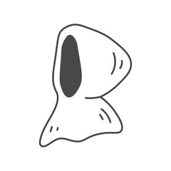 Medieval Monk Hood Icon. Hand drawn ancient religious symbol. Head catholic church costume uniform sign. Outline vector illustration