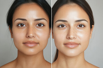 woman before and after face