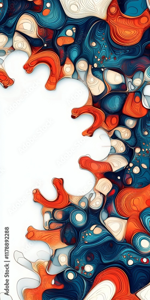Poster this colorful abstract design features smooth curves and swirls in vivid blue and orange tones, crea