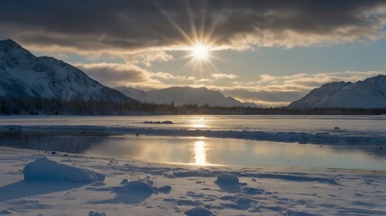 Fototapeta premium Winter in Alaska daylight hours