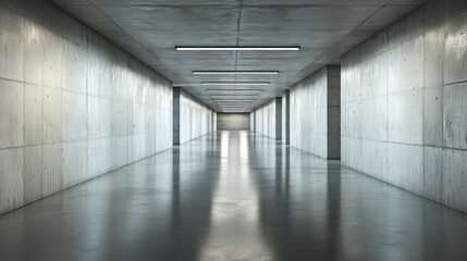 Fototapeta premium Concrete Corridor: A Study in Minimalist Architecture