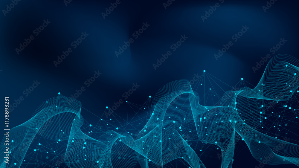 Fototapete Abstract Big Data visualization digital network connection concept background. Artificial intelligence and engineering technology. Global network, Lines plexus, minimal array. Vector illustration.