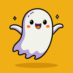 Cute Cartoon Friendly Ghost Character