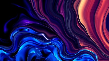 Fototapeta premium Abstract liquid swirls in vibrant blues, purples, and reds create a stunning visual design for modern backgrounds.