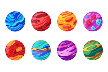 Set of Different Planet Illustrations
