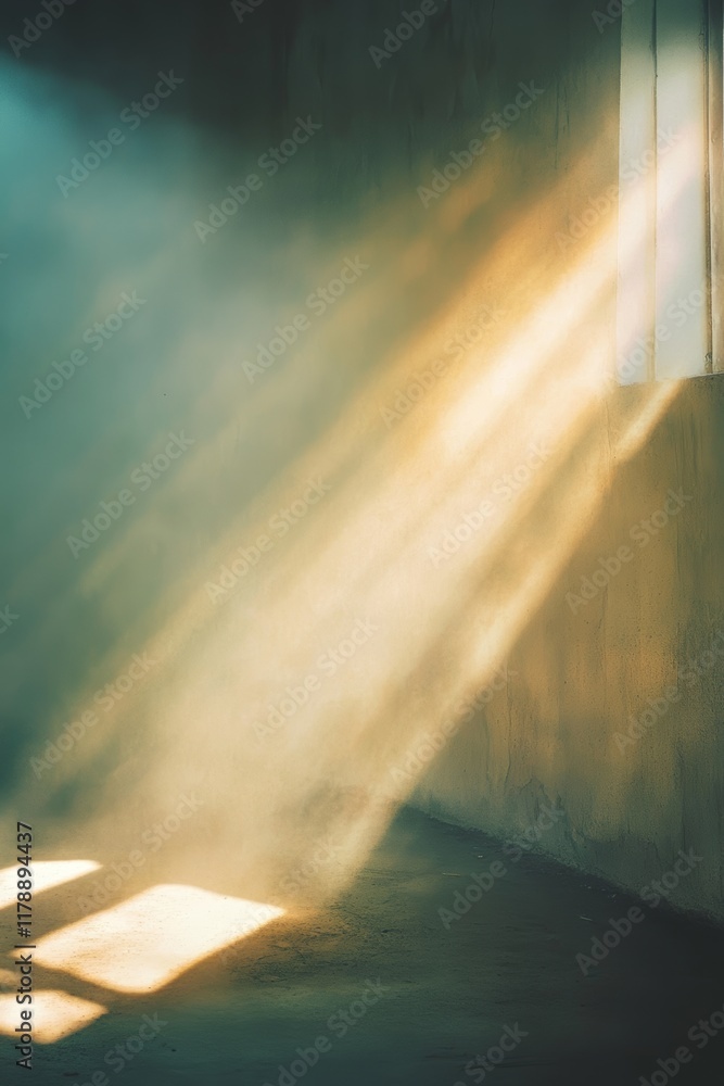 Poster gentle light rays filter through a window, creating a comforting and serene atmosphere in an indoor 
