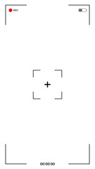 Camera frame viewfinder screen of video recorder, recording video screen