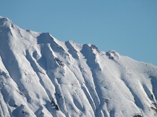 snow covered mountains in winter