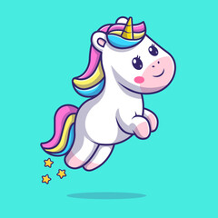 Cute Unicorn Jumping with Star Cartoon Vector Icon  Illustration. Animal Nature Icon Concept Isolated Premium  Vector. Flat Cartoon Style © catalyststuff
