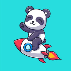 Cute Panda Riding Rocket Cartoon Vector Icon Illustration. 
Animal Technology Icon Concept Isolated Premium Vector. 
Flat Cartoon Style 