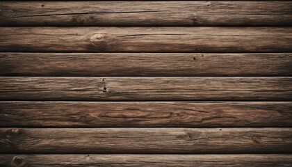 Fototapeta premium Rustic, weathered wooden logs forming horizontal planks, creating a wall. Textured, natural, aged wood.