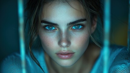 Intense Gaze of a Young Woman
