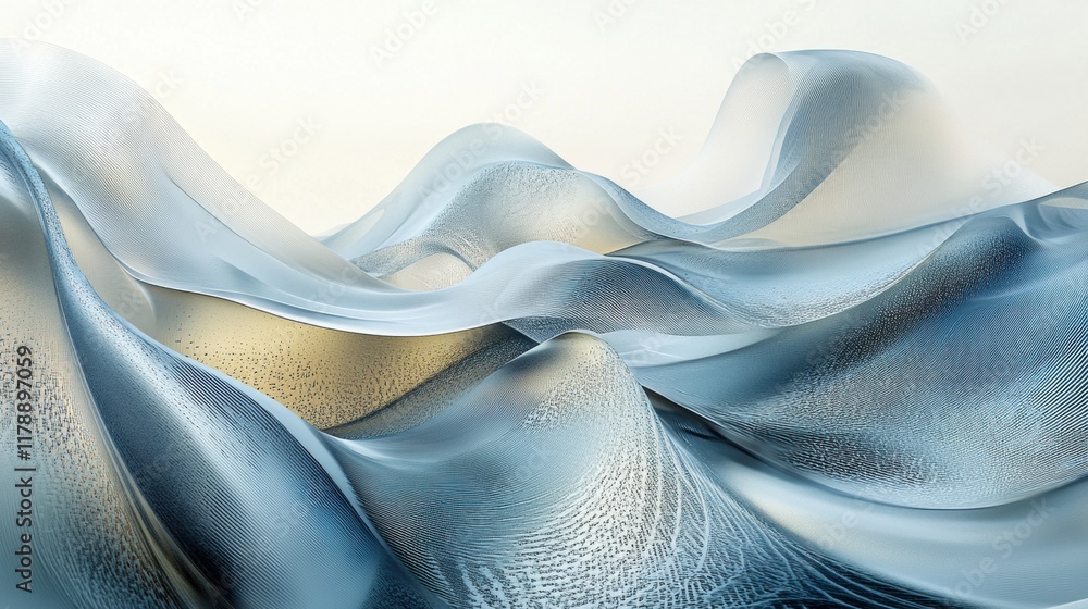 Leinwandbilder Abstract representation of waves with varying heights and curves flowing harmoniously in a serene environment. Generative AI