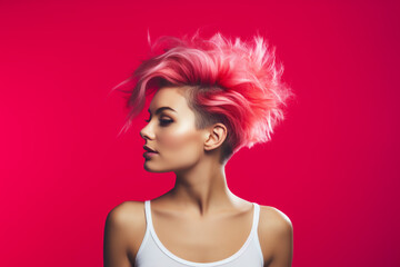 Female Hairstylist with Copy Space: Professional and Creative Styling Concept