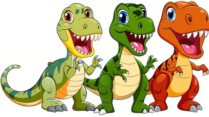 Naklejka premium Discover the Mesmerizing World of Dinosaurs in Cartoon Form