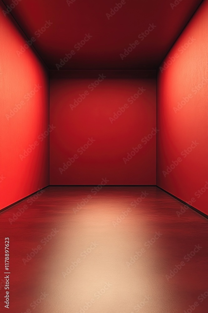 Wall mural Empty Room with Red Wall and Floor