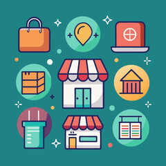 set of icons shopping