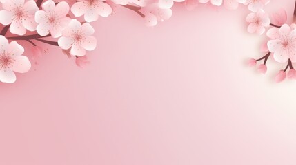 Blooming Cherry Blossom Flowers on Soft Pink Background with Gentle Petals for Decorative Banner Usage in Spring Themes