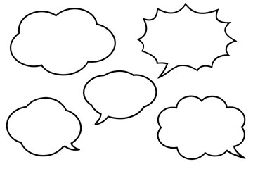 Blank speech clouds in multiple vector shapes for custom text design.
