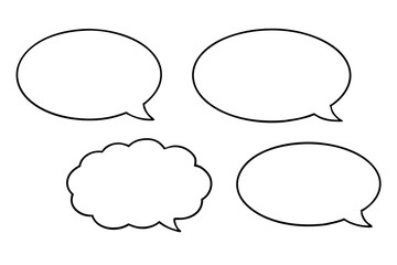 Fototapeta premium Blank speech cloud vector set for customizable text and dialogue boxes. 