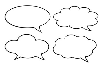 Vector collection of blank speech clouds in diverse shapes for creative use.
