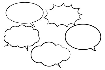 Empty speech clouds in vector style for customizable messaging and dialogue.

