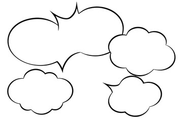Collection of blank speech cloud shapes in various styles and sizes.
