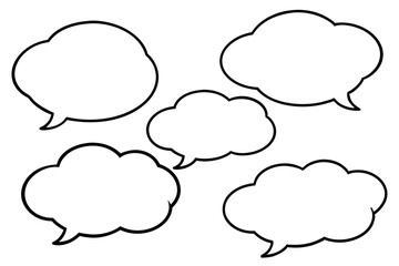 Empty speech bubble and cloud vector illustrations for creative use.
