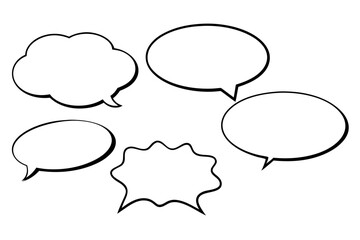 Set of blank speech cloud vector designs for message or dialogue.
