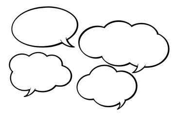 Collection of empty speech cloud vectors for text or conversation.
