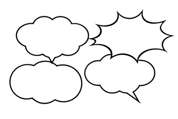 Various blank speech bubbles and cloud shapes in vector illustration.
