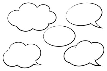 Vector collection of empty speech clouds for comic or text elements.
