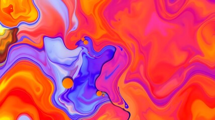 Vibrant abstract swirls of orange, pink, and purple paint create a dynamic and energetic background image ideal for modern designs.